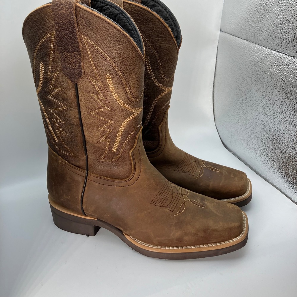 Vintage JB Dillon Western Boots Brown Leather Square Toe Made in Mexico 2.5C 3